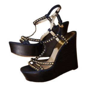Michael Kors Alexi Wedge, Navy with Gold studs. 8.5